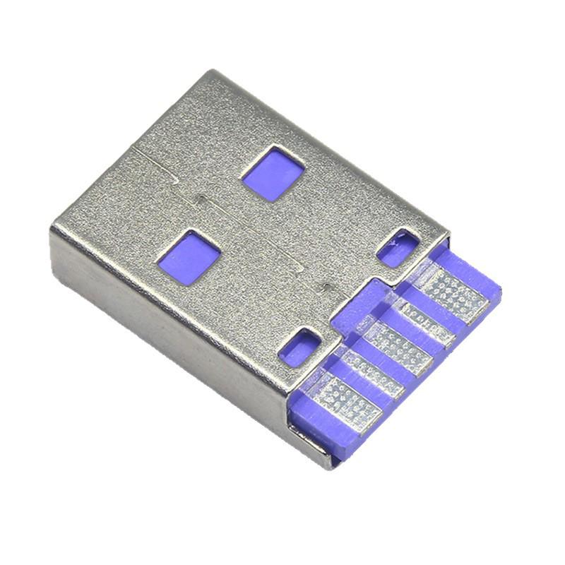 Purple High-Current USB 5-Core Male Connector for Charging and Data Cables