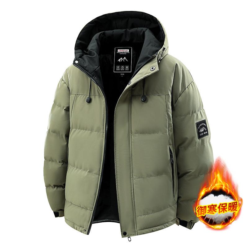 Winter windproof thickened stand-up collar contrast men's winter windproof thickened couple bread jacket trendy cotton clothes