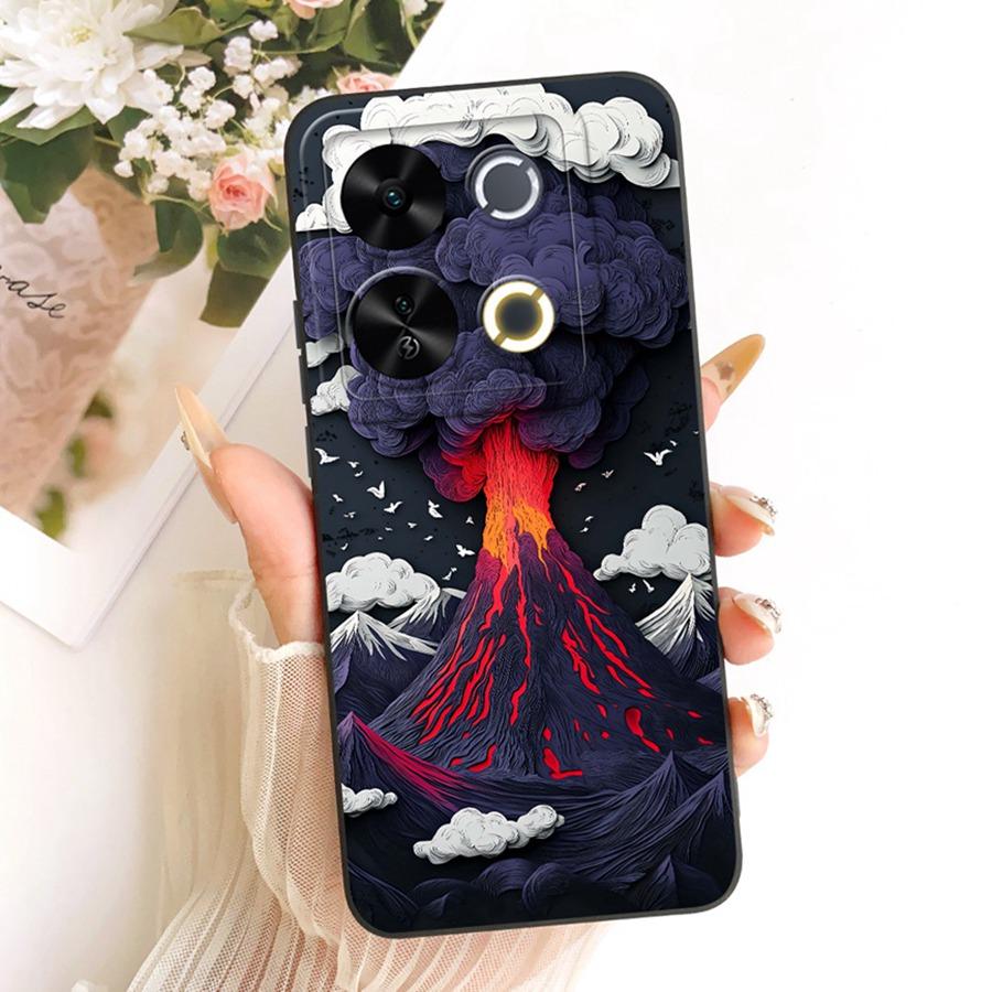 For Itel P65 4G Phone Case Cute Rabbit Painted Liquid Soft Silicone Bumber Shell For Itel P 65 4G Capa P671L Back Cover