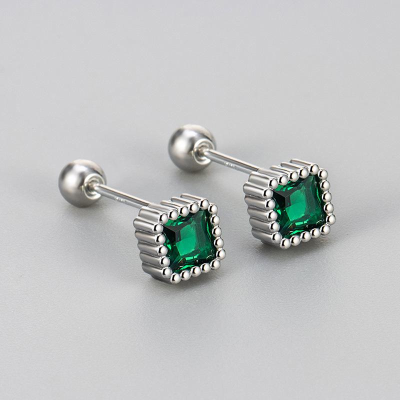 Colorful Zircon Screw Back Stud Earrings For Women Hypoallergenic Sleep Friendly Piercing Care Jewelry