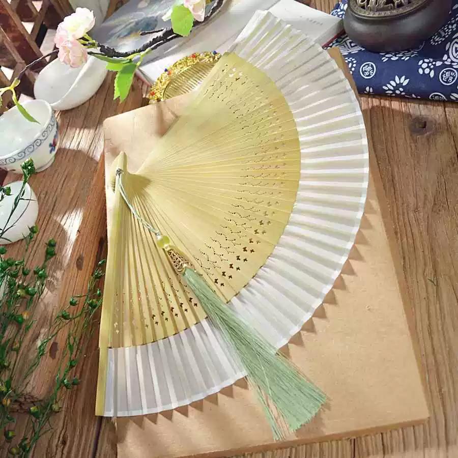 Folding Fan, Compact and Portable, Carved Folding Fan, New Chinese Style, Solid Color, Hollow Design, Chinese Style, Ancient Style, Hanfu Fan, Hanfu