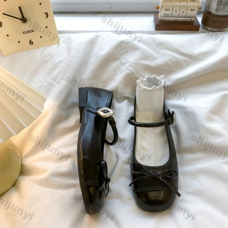 Fashion Women Fashion Thick Heel Mary Jane Shoes Ladies Spring Autumn New Round Toe Single Shoes Sliver Bows Platform Casual Light Shoes