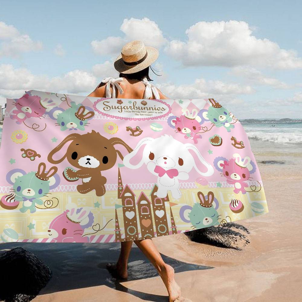 S-Sugarbunnies Soft-Kawaii Big Microfiber Beach Towels Quick Dry Towel Sand Beach Towels Pool Towel for Travel Swim Pool Yoga