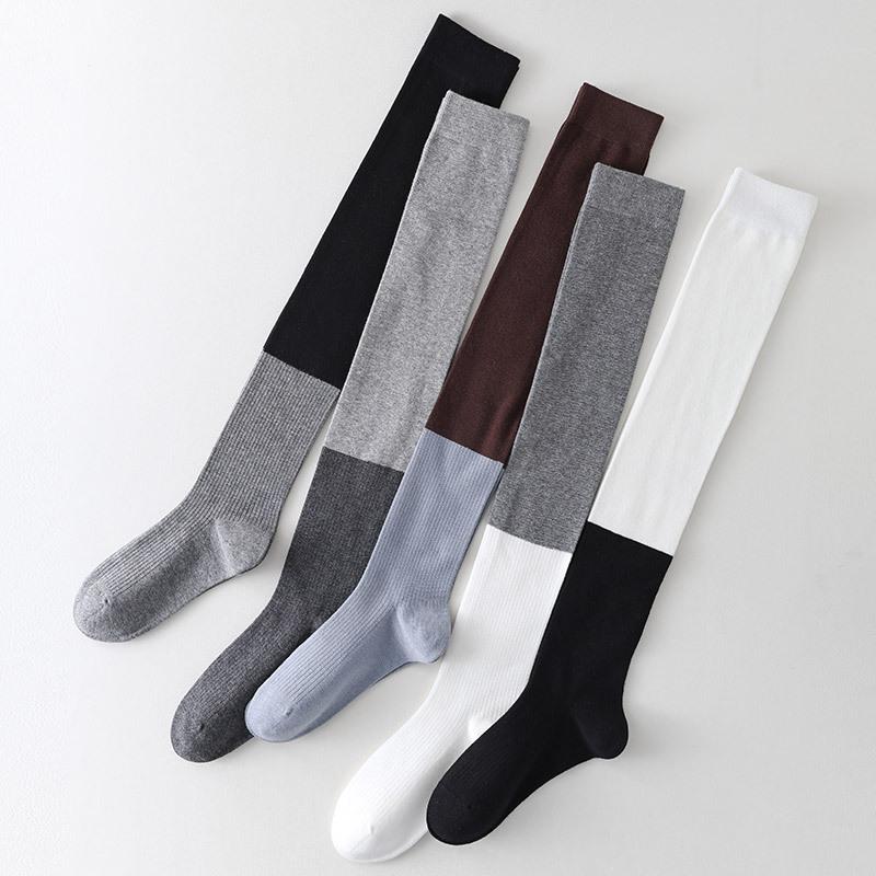 Thigh High Socks Stockings Women Color Matching Cotton Knitted Knee High Socks School Girls Long Socks Thigh High Stockings