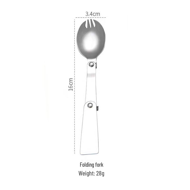 304 Stainless Steel 3-Fold Portable Spoon-Fork for Outdoor Use