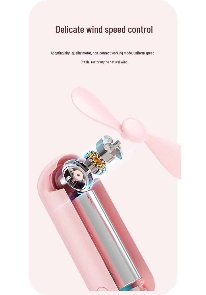 4-in-1 USB Rechargeable Multi-Functional Mini Fan with Phone Holder, Mirror, Flashlight, and Three-Speed Settings