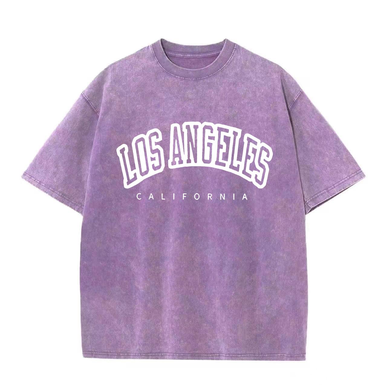 

Ретро-стираная винтажная футболка с коротким рукавом Лос-Анджелес США принт топы женские хлопковые стираные футболки с круглым вырезом состаренные 3XL