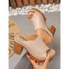 Plus Size Women Summer One Strap Thick Platform Chunky Heel Fish Mouth Slide Sandals Open Toe Height Increasing Beach Outdoor Shoes