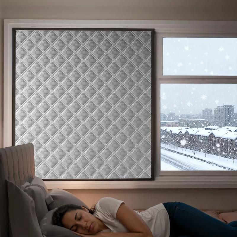 Window Windproof, Warm Curtain, Cold Double Thick Blackout Curtain, Soundproof Cotton Window Easy Install Cold-Blocking Design for Warm Winter Home