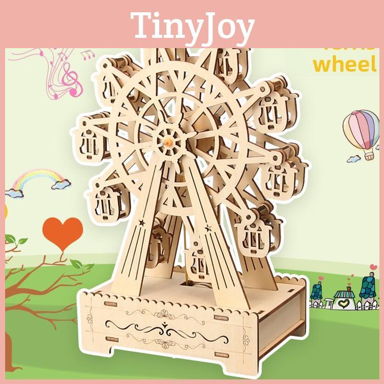 Wooden Diy Music Box With Rotating Ferris Wheel For Kids Creative Science Play