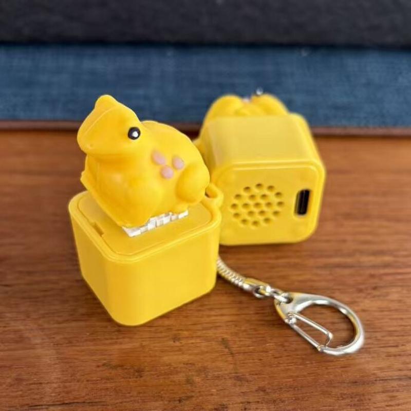 Funny Chicken Frog Keyboard Fidget Toys Keychain Finger Button Clicker Decompression Toys With Colorful Lights Rechargeable Toy