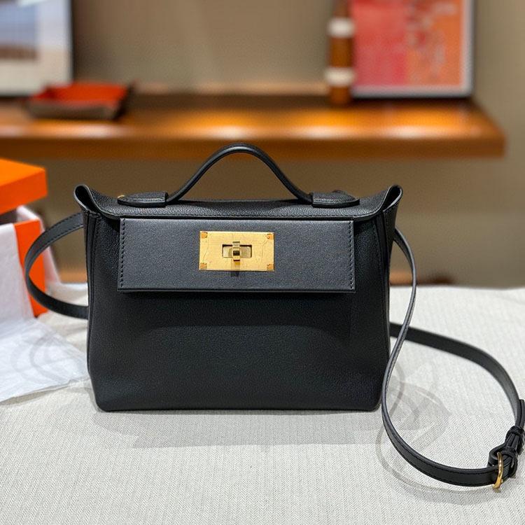 High End  All Steel Hardware Retro Bag 2424 Women's Bag Top Layer Cowhide Dumpling Bag Shoulder Bag