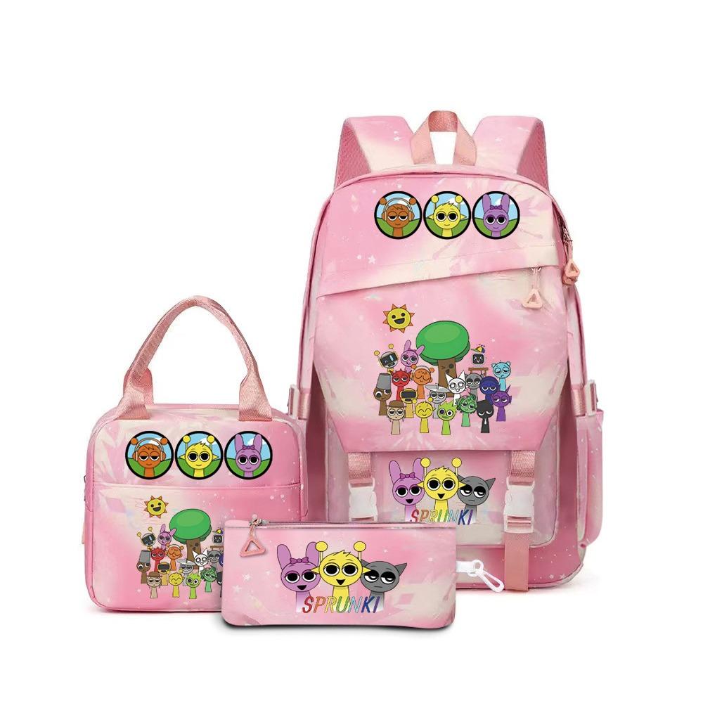 New rhythm box music game schoolbag backpack pencil bag three-piece set student heat transfer backpack