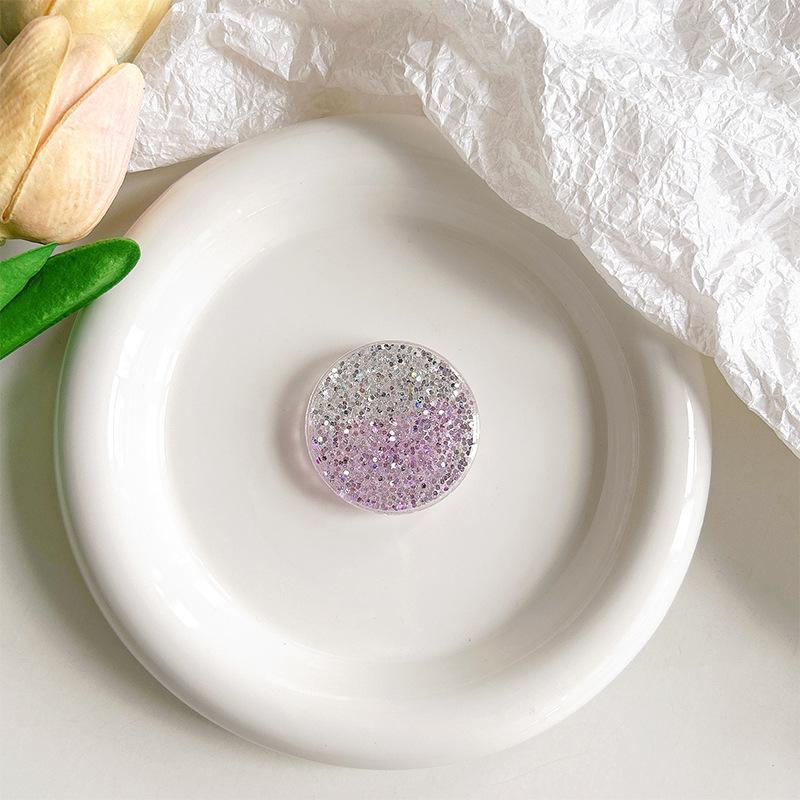 Color Love Glitter Mobile Phone Airbag Holder Wind Paste Retractable Round Lazy Ring Buckle