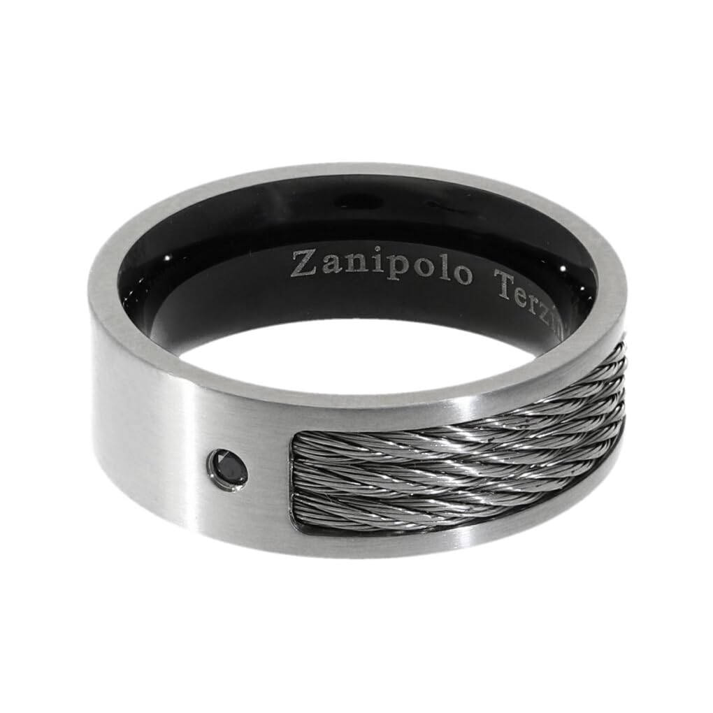 

[Shinjuku Gin no Kura] Zanipolo Tarzini Rope Black Zirconia Surgical Stainless Steel Ring, Size 15, Men s, Wide Rope