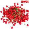 5-100Pcs Artificial Holly Berry Green Leaves Christmas Ornaments Gold Red Holly Berry Stems Xmas Tree Wreath Gifts Party Decor