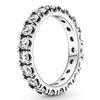Authentischer 925 Sterling Silber Ring Rose Row Eternity Ring mit Kristall für Damen Modeschmuck