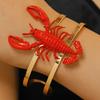 2Pcs Women Bracelet Ring 3D Simulated Crayfish Decor Bracelet Opening Adjustable Finger Band Jewelry Gift