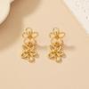 Gold Color Hollow Flower Hanging Earrings New Fashion Rhinestone Middle Floral Bohemian Women's Dangle Earrings Pendientes Mujer