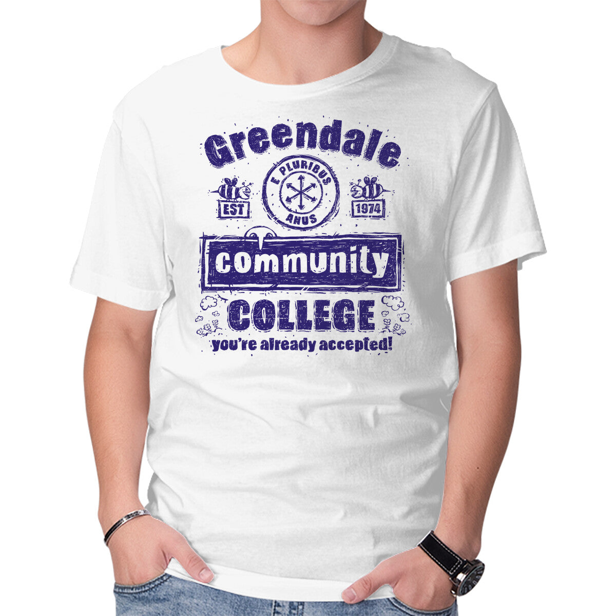 Unisex Crew Neck T-Shirt You re Already Accepted Graphic Short Sleeve Casual Tee M