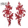 Embroidery Lace Applique 2 Pcs Sewing Flower Fabric Collar Patch Motif Trim for Clothing Wedding Gown Dress Bridal DIY Crafts Daily Wear Tailor Shops