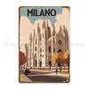 Vintage Travel Milan Italy Illustration Metal Plaque Poster Vintage Garage Custom Cinema Custom Tin Sign Poster