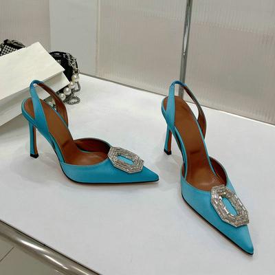 Fashion 2025 Women Pumps Rhinestone High Heels Woman Party High-Heeled Rhinestone Buckle Stiletto Silver Women's Daily Sandals