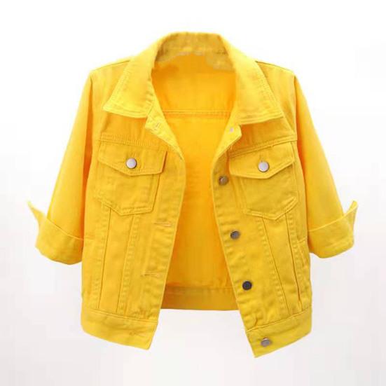 Women Coat Solid Color Slim Fit Close-fitting Young Style Wear-resistant Half Sleeve Buttons Single-breasted Easy to Match Women Jacket Female Clothes