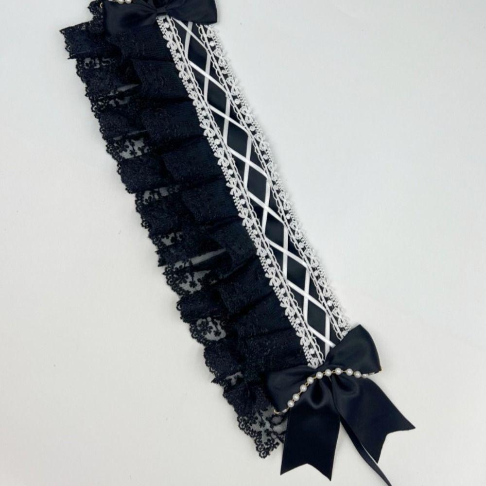 Sweet Ruffled Hairband Ribbon Bow Lolita Hair Clip Creative Maid Cosplay Headdress  Party
