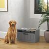 Elevated Dog Bowl, Slow Feeder, Stainless Steel, Storage Drawer, 60 x 30 x 35 cm, Grey