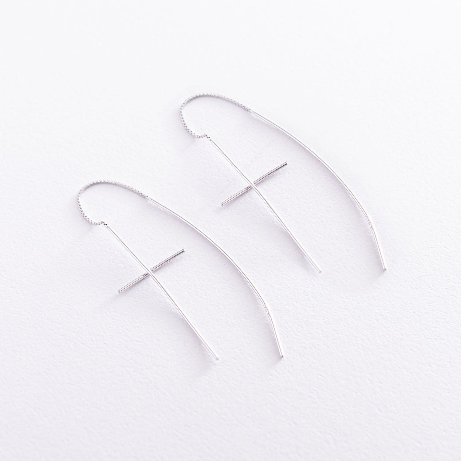 

Срібні сережки-протяжки Хрестики Oniks срібний