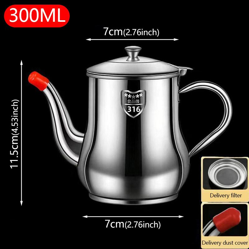 1Pc Household 316 Stainless Steel Oil Pot with Filter Oil Filter Pot Cooking Household Leak Proof Oil Pouring Seasoning Bottle