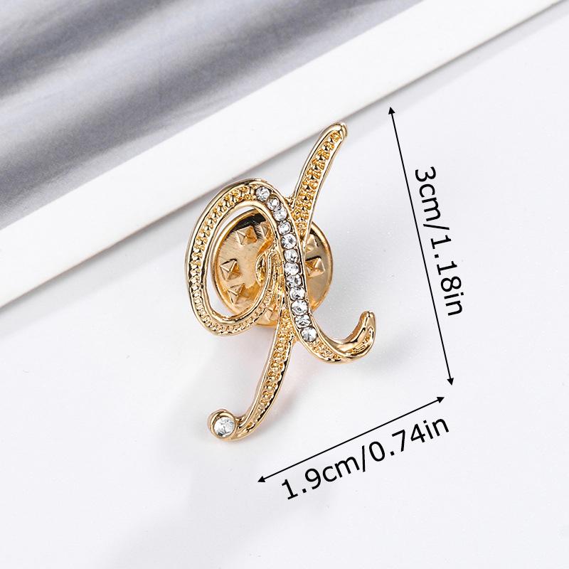 1PC Rhinestones Clothing Accessories Shirts Badge Gifts Lapel Pin Party Women's Brooches Dinner Letter Brooch Dress European A-Z
