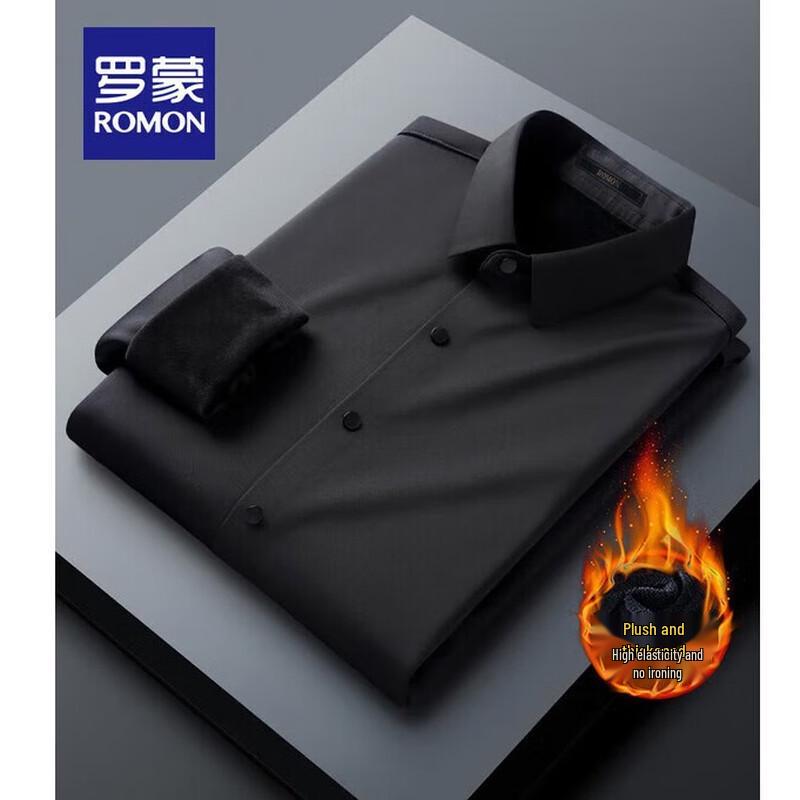 ROMON Men s Fleece-Lined Warm Long-Sleeve Shirt 190
