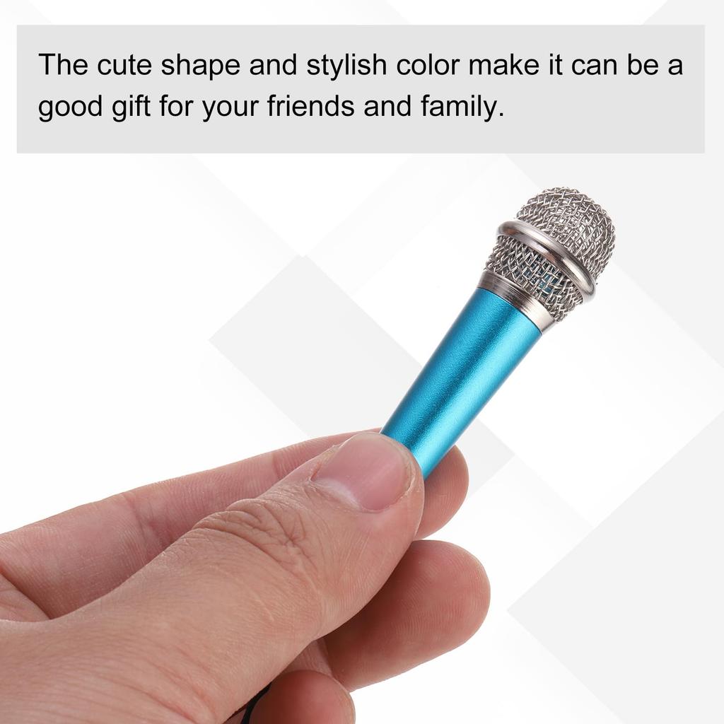 Uxcell Mini Microphone for Cell with Sponge Phone Pack of 2 Phones, C-Type Microphone, Small, Holder, Cover, Earphone, Recording, Blue/Hot Pink,
