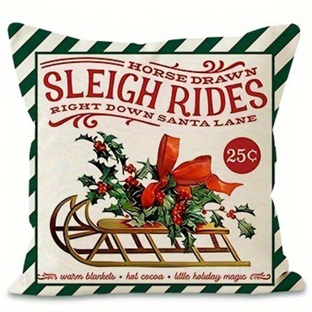 

Christmas theme pillowcase Santa Claus carriage pillow cover suitable for home room living room sofa cushion cover gift 40x40cm