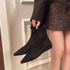 Short Boots Elegant Temperament Boots Small Naked Pointed Head Small Fragrant Suede Thin Boots
