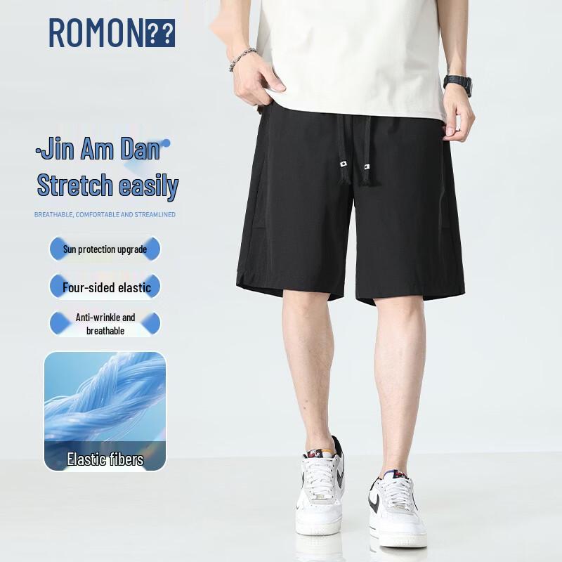 ROMON Men's Ice Silk Loose Fit Sports Shorts