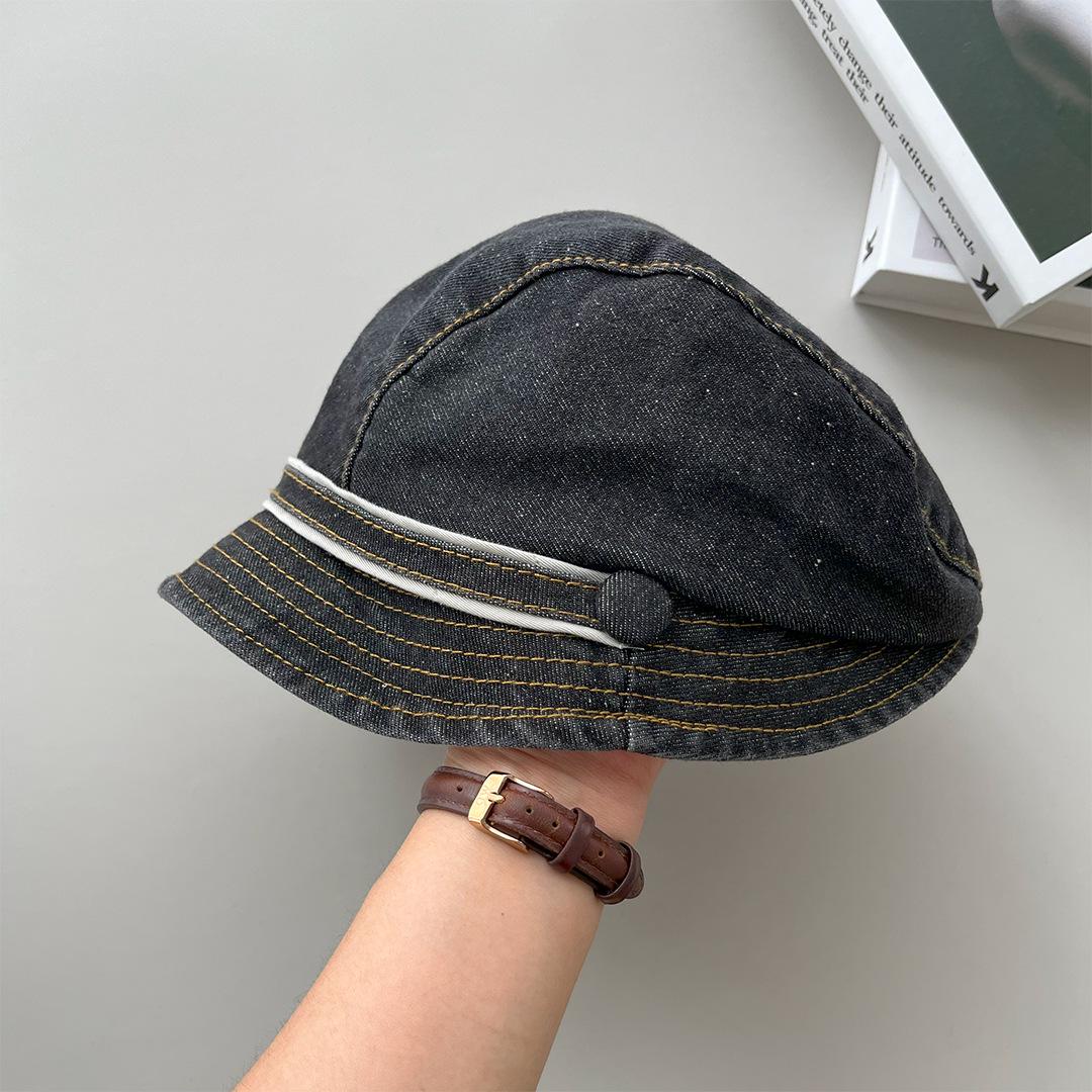 

Женский берет-утка в британском стиле, с коротким козырьком, однотонный, в стиле ретро, японский дизайн, осенне-зимняя мода. M (56-58 cm) промывают черный