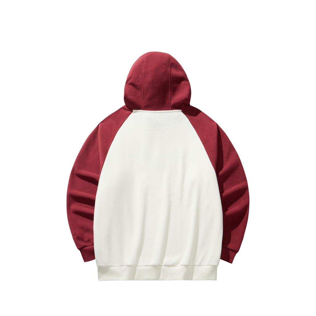 Anta Lifestyle Series Pullover Hoodie Color Block Sweatshirt Men hoodies Ivory 952548704-2