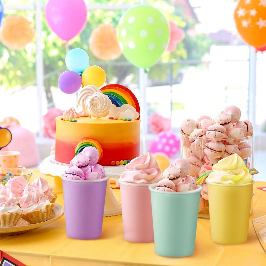 Paper Cup Disposable Paper Cup Design Multi-Color Paper Cup Court Party Supplies Disposable Paper Cup Hot Cold Drink Coffee Festival Celebration