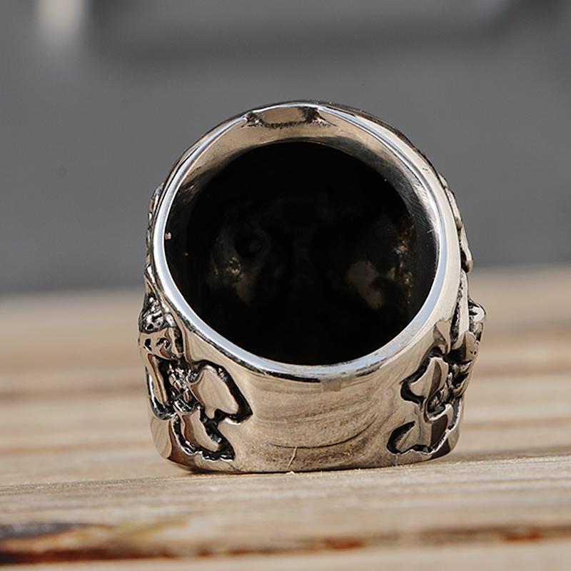 Polierter Kapala Totenkopfring Herren Jungen Edelstahl Motorrad Biker Ring Dominanter Männlicher Gothic Totenkopfringe Großhandel