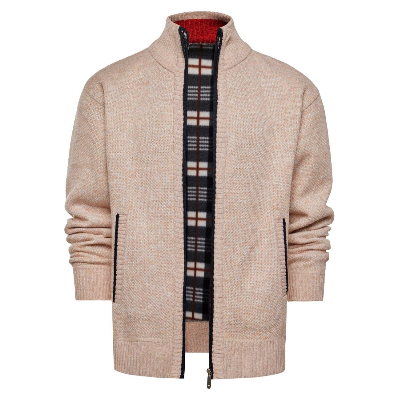 

Осень-зима Теплый кардиган Мужские флисовые свитера Куртки на молнии Slim Fit Роскошный брендовый трикотажный свитер Пальто Американский Джерси 2XL бежевый