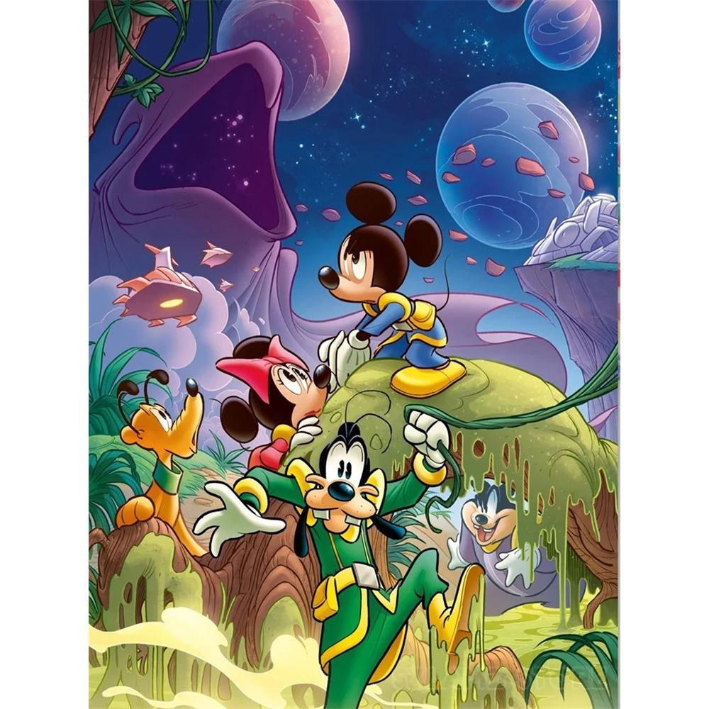 

Disney Diamond Painting Mickeys Space Adventure Theme Illustration Mosaic Art DIY Cross Stitch Embroidery Set Full Diamond Home Decor Gift Round 20x30cm