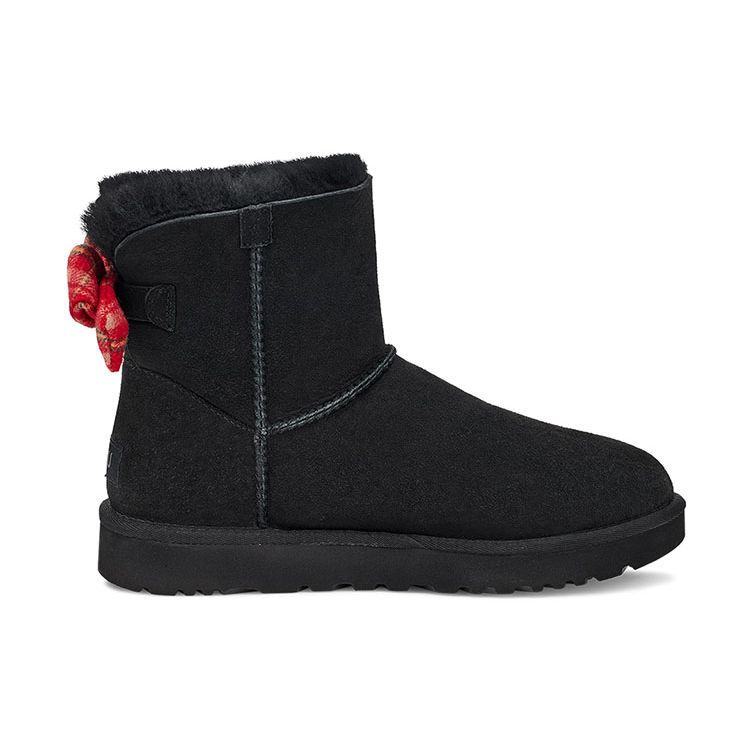 UGG Bailey Bow Plaid Ribbon Short Snow Boots Women boots Black 1119115-BLK