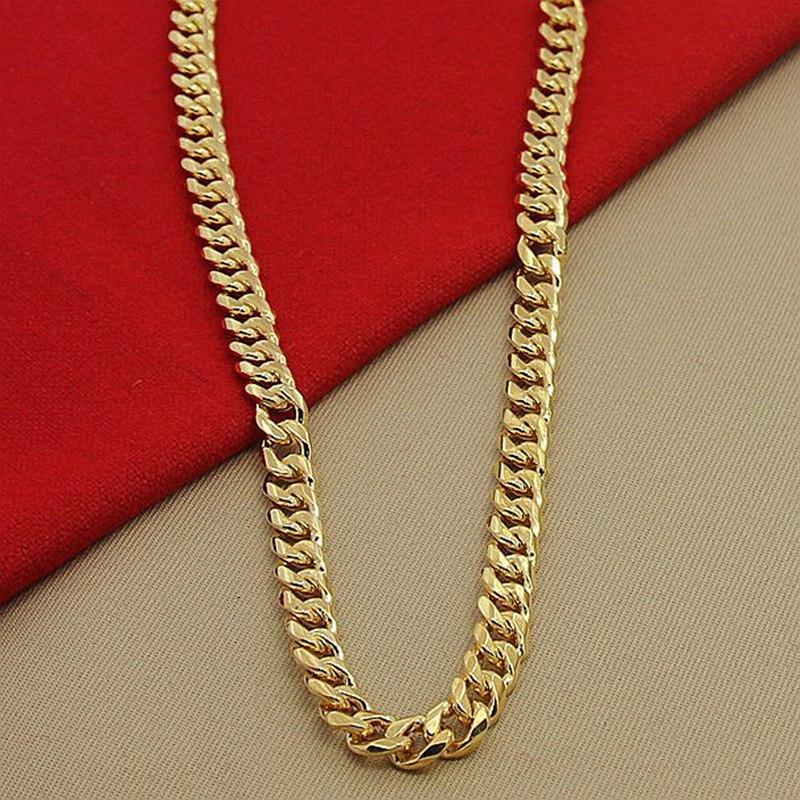 In-Stock 6MM Width Gold Plating Brass Cuban Link Chain Necklaces for Women Men Gifts Jewelry