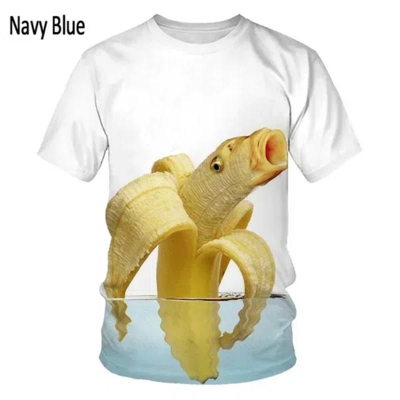 Banana 3D Printed Casual Short Sleeved T-shirt, Fun Men's Round Neck T-shirt, Suitable for Both Men and Women