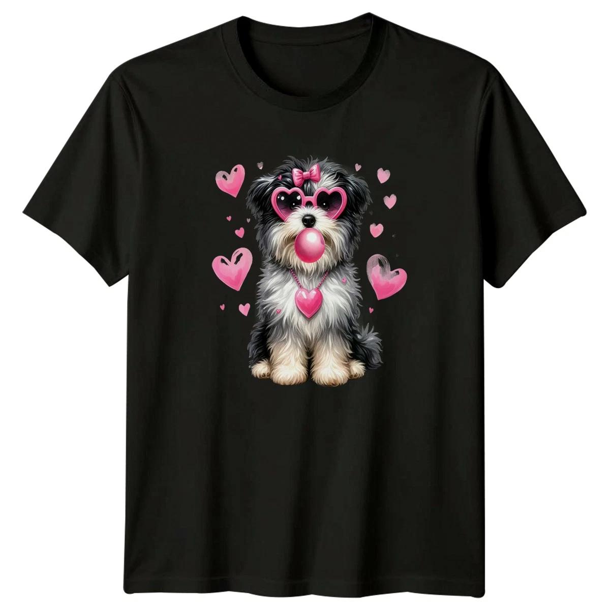 Cute Dog Blowing Bubblegum Dog Lovers Animal Graphic Mens T-Shirt Womens Tee XXXXL