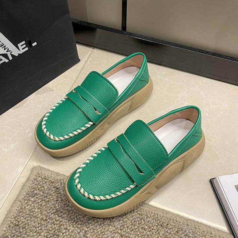 

Мода 2024 года, модные повседневные туфли-лоферы на платформе для женщин, женская обувь на мягкой подошве, удобная рабочая обувь, сшитая кожаная обувь 40 зелёный