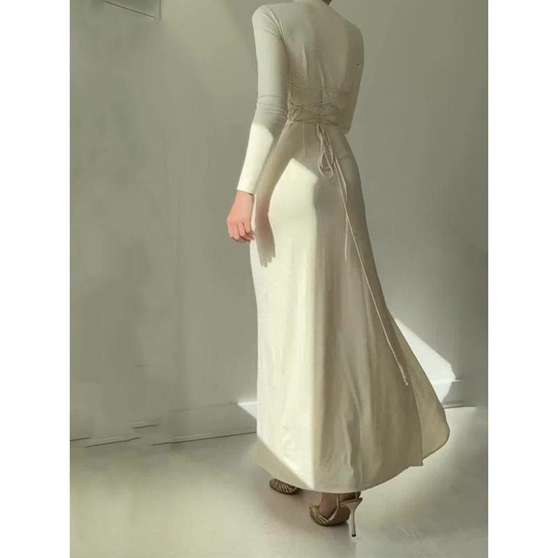 Cross-Border European and American Foreign Trade Women Clothes 2024 Autumn New Fashion Sexy Slim Fit Slimming Split Dress Hot Girl Skirt